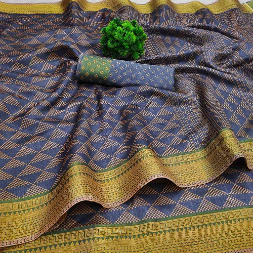 Zari Patta Gold 3  Regular Wear Handloom Wholesale Printed Saree Catalog
